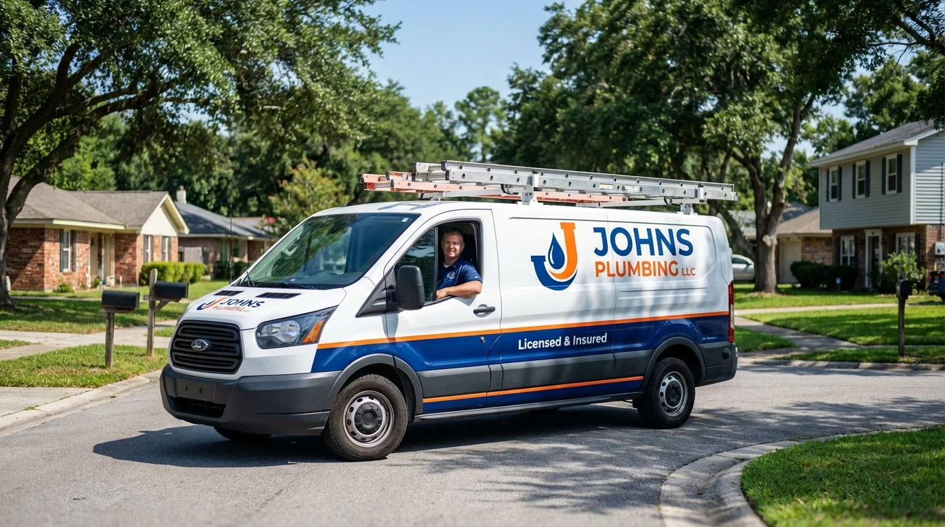 Johns Plumbing LLC service van in Apalachicola, FL