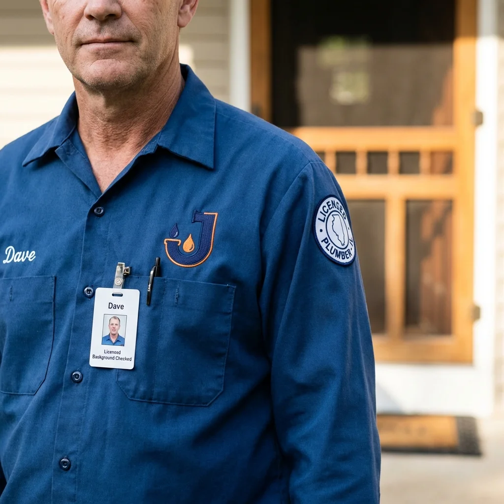 Licensed plumber showing ID badge in Apalachicola, FL